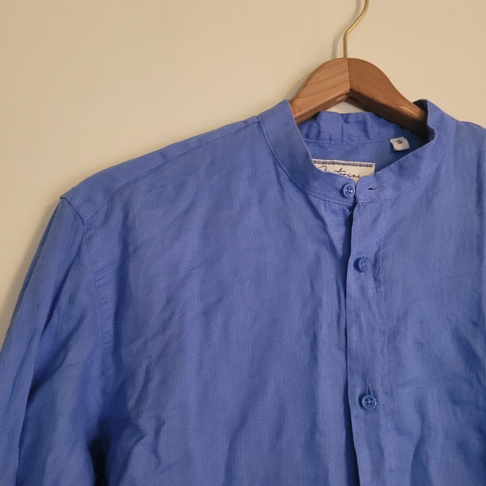 Santorini Linen Collection Button down Collarless Women's - Picture 2 of 13